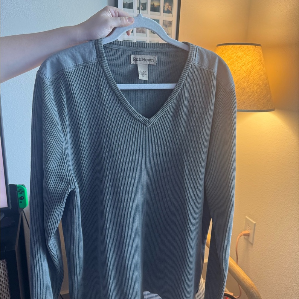 Ruff Hewn Green V-Neck Sweater
